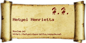 Hetyei Henrietta névjegykártya